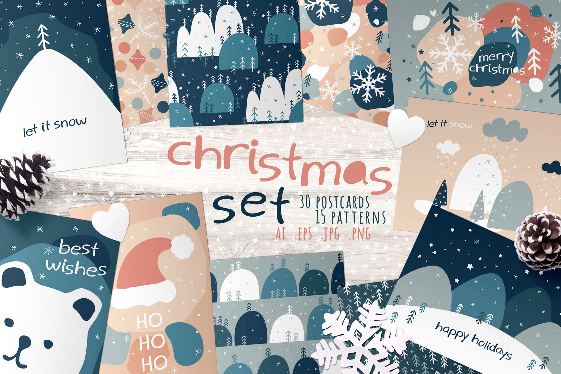 Christmas cards and patterns | Food Illustrations ~ Creative Market