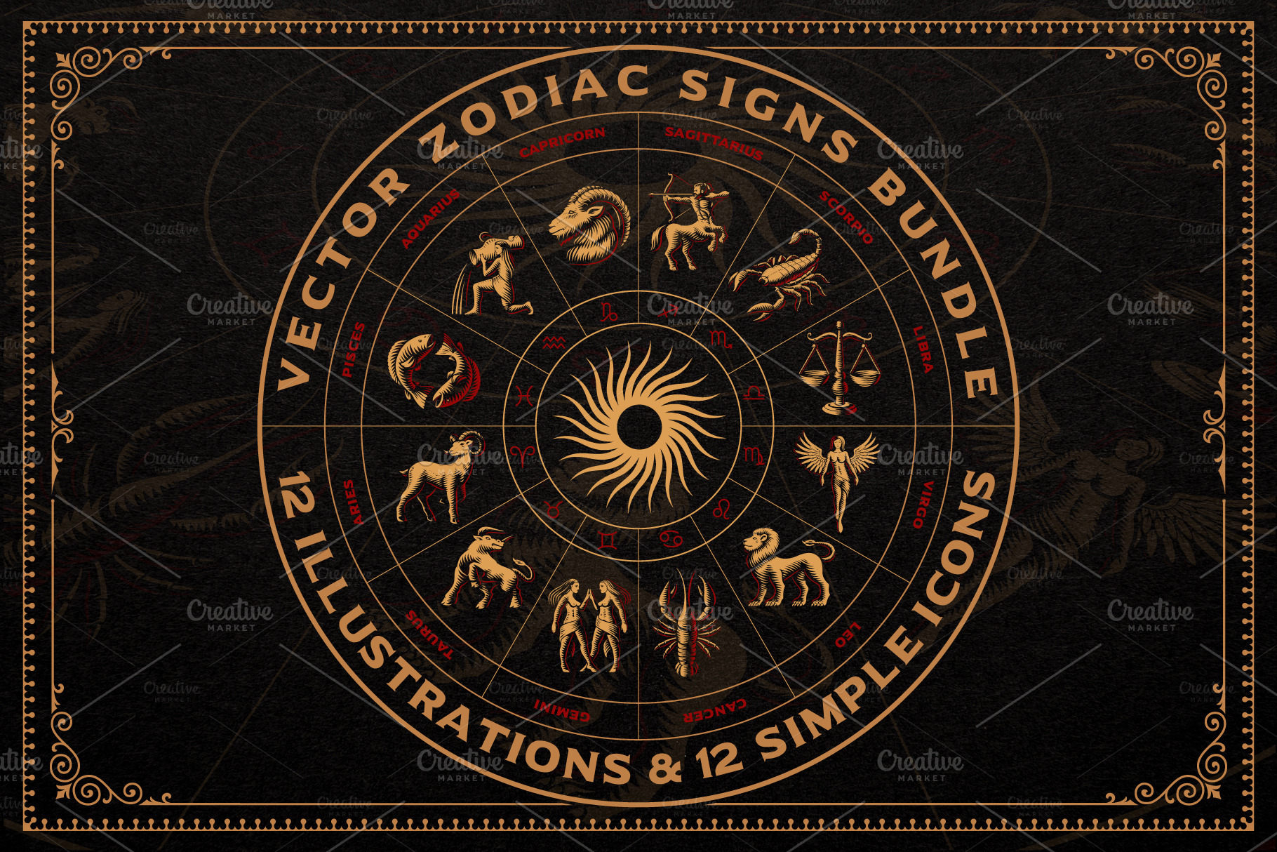 Zodiac Signs Bundle | Pre-Designed Photoshop Graphics ~ Creative Market