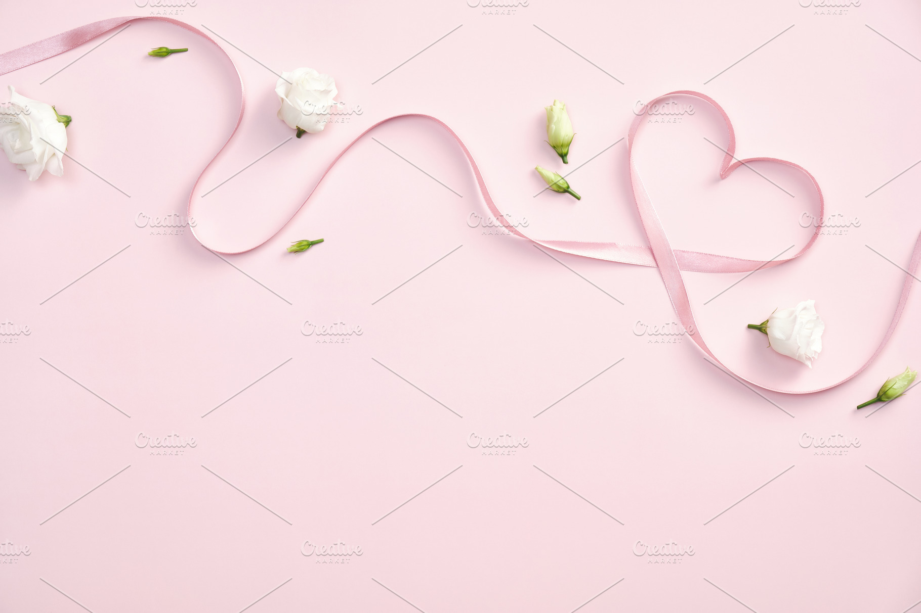 Heart shaped ribbon and roses | Holiday Stock Photos ~ Creative Market