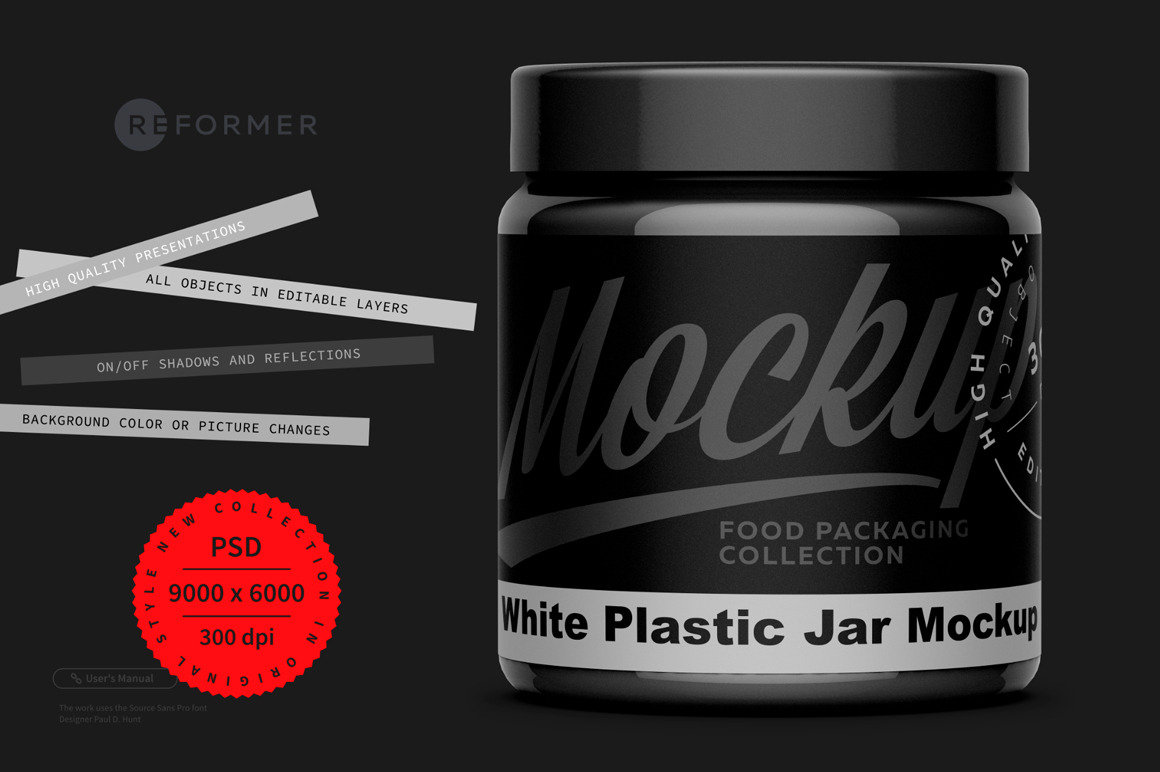 Download Black Plastic Jar Mockup Creative Photoshop Templates Creative Market