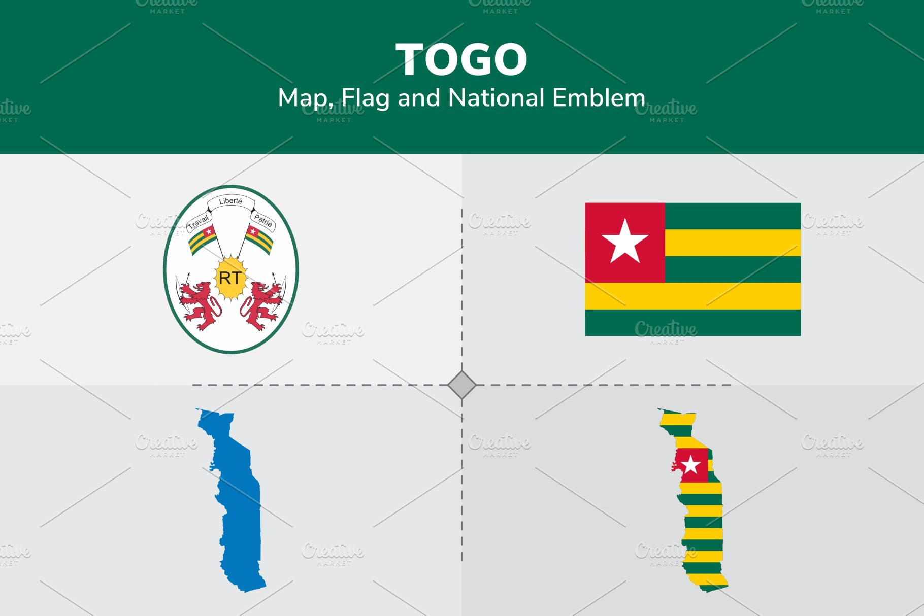 Togo Map, Flag & National Emblem | Object Illustrations ~ Creative Market