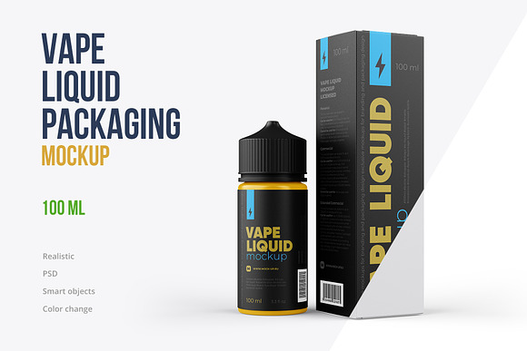 Download Vape Liquid Packaging Mockup 100ml Creative Photoshop Templates Creative Market