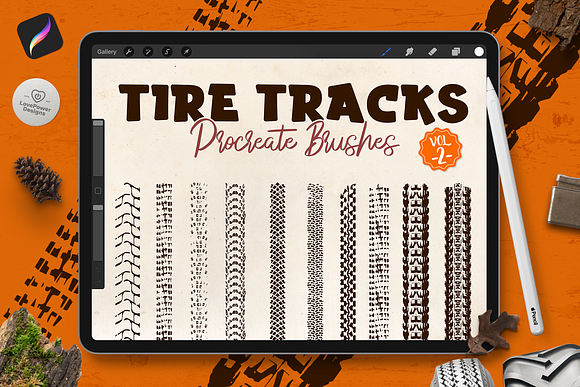 20 Procreate Tire Tracks Brushes, Procreate Tire Mark Brushes, Tire Tread,  Mud Tire Brush, Motorcycle Tire Brush, Car Tire Tracks Brush 