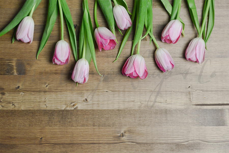 Tulips on Walnut Wood Styled Desktop | Product Mockups ~ Creative Market