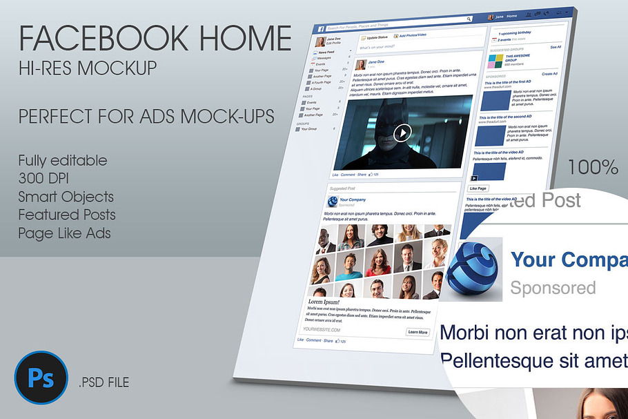 Download Facebook Page Hi Res Mockup Creative Photoshop Templates Creative Market