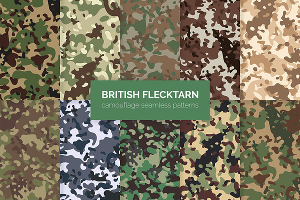 Flecktarn Camo Seamless Patterns | Pre-Designed Illustrator Graphics ...