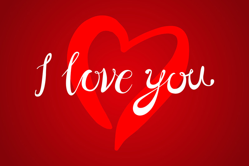 I love you lettering red heart | Background Graphics ~ Creative Market