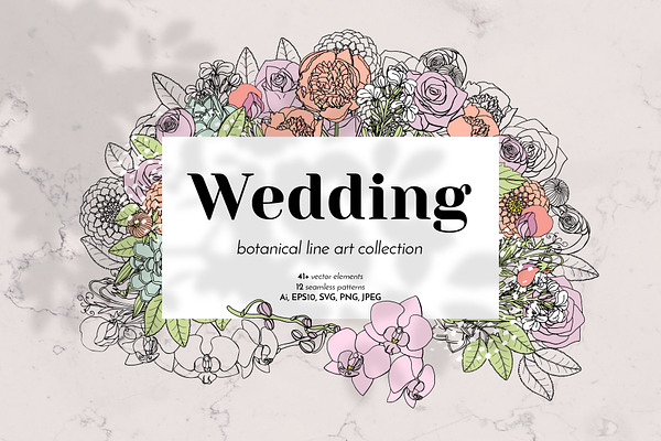 Download Wedding Vintage Floral Line Art Creative Market