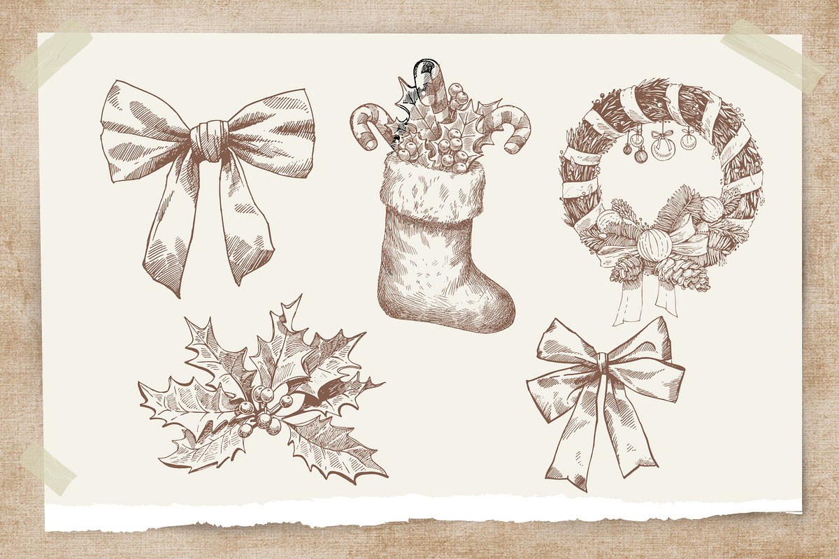 Christmas Sketch Illustrations | Creative Market