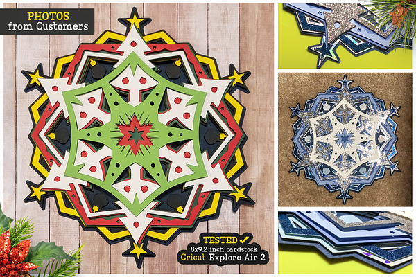 Download Layered 3D Christmas Mandala SVG Cut | Custom-Designed Illustrations ~ Creative Market