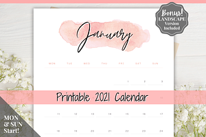 Birth Month 2021 Calendar Template Creative Illustrator Templates Creative Market