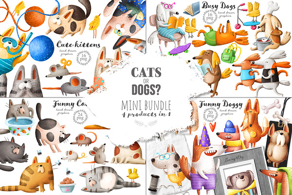 Download Cats And Dogs Mini Bundle Pre Designed Photoshop Graphics Creative Market