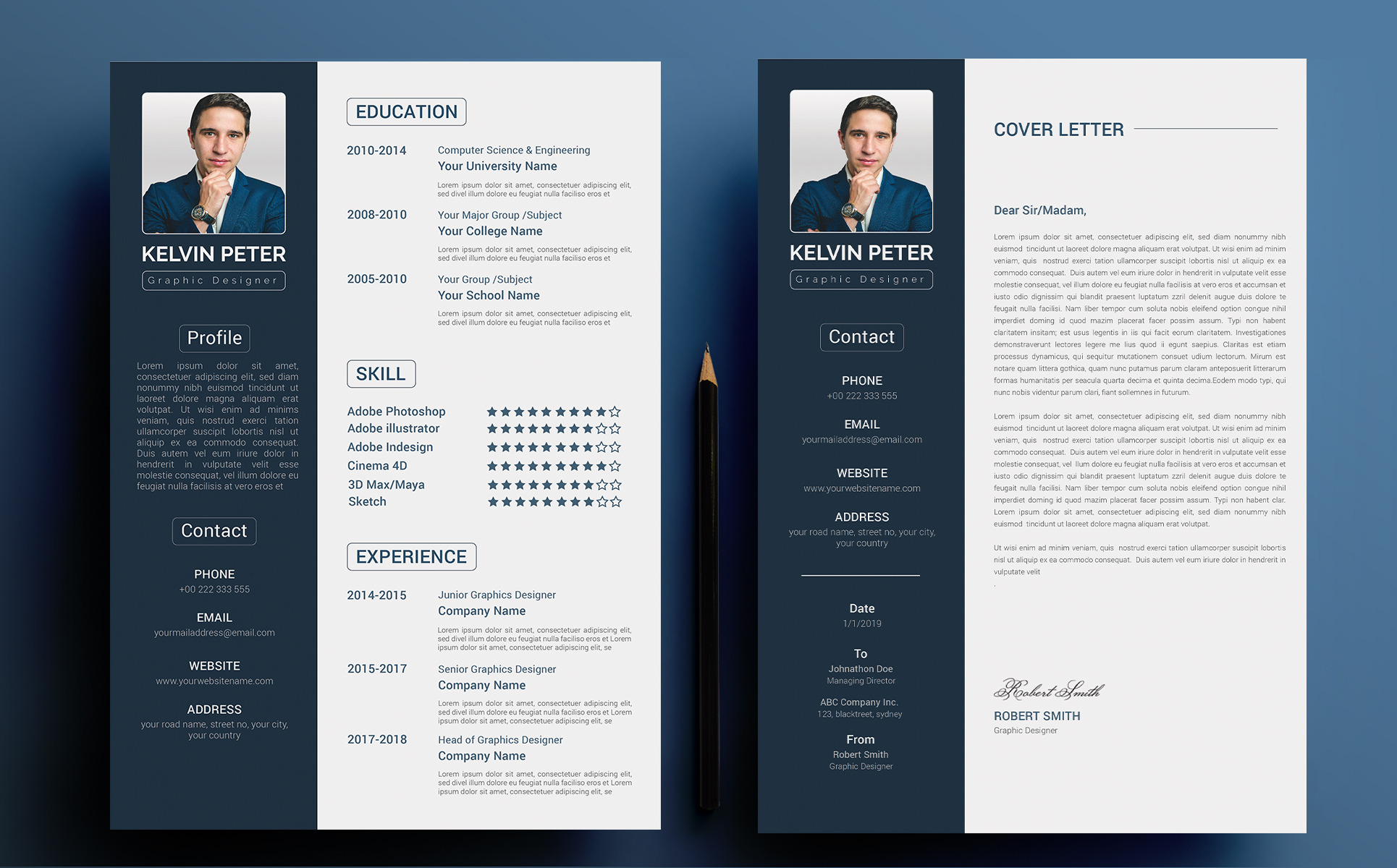 CV / Resume Ai Template | Illustrator Templates ~ Creative Market