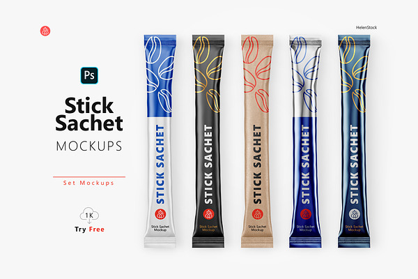 Download Stick Sachet Mockup Half Side View Creative Product Mockups Creative Market