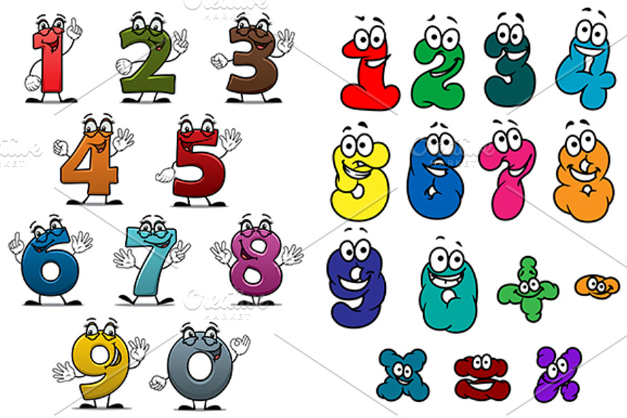 Colorful children numbers and digits | Pre-Designed Illustrator ...