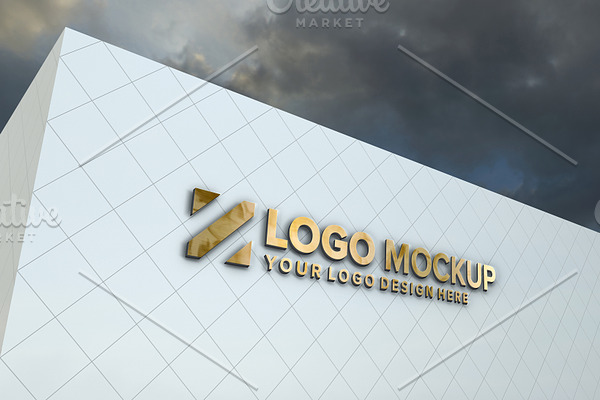 Download Golden Logo Mockup 3d Sign Building Creative Photoshop Templates Creative Market