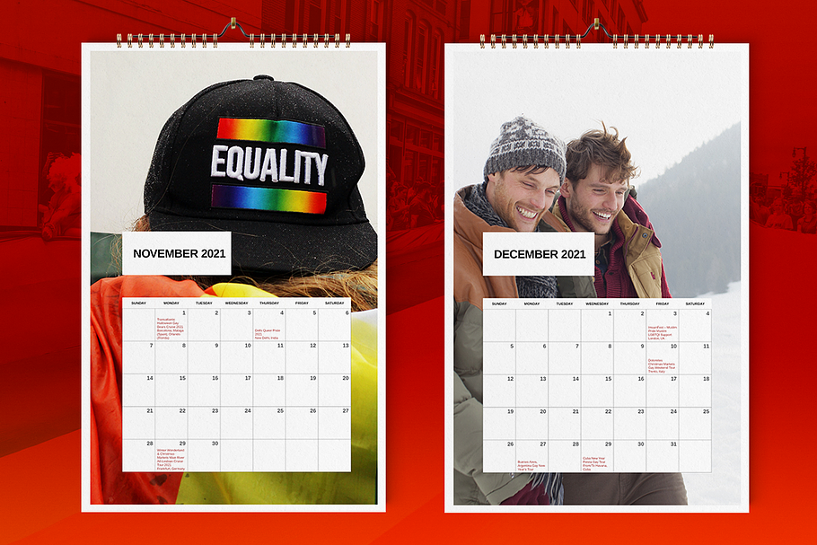 LGBT Wall Calendar 2021 Template | Creative InDesign Templates