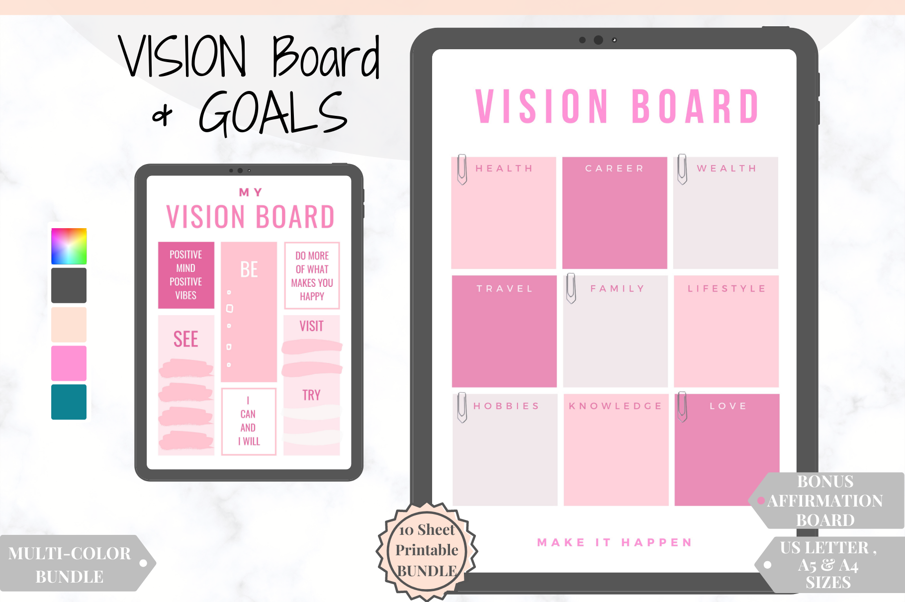 Vision Board Printable Kit 2021 | Creative Market