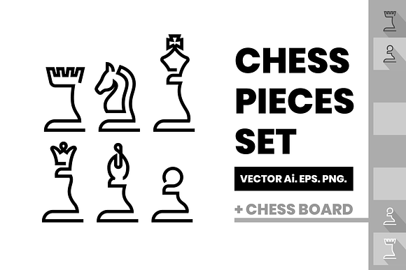 Complete set of chess pieces by Microvector on @creativemarket