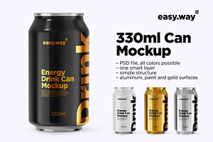 Download 330ml Aluminum Can Psd Mockup Creative Photoshop Templates Creative Market