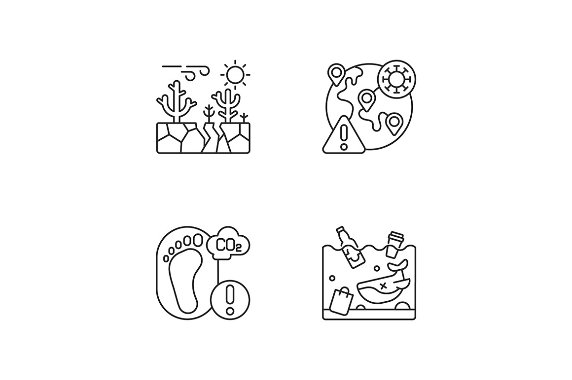 Global warming linear icons set | Outline Icons ~ Creative Market