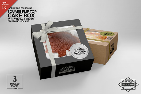 Download Square Flip Top Cake Box Mockup | Creative Photoshop ...