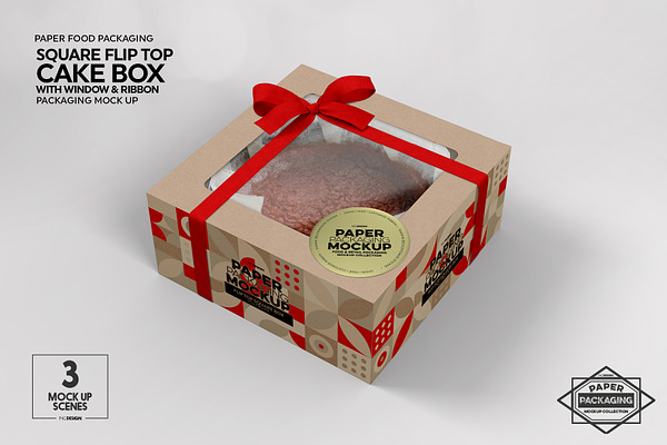 Download Square Flip Top Cake Box Mockup | Creative Photoshop ...