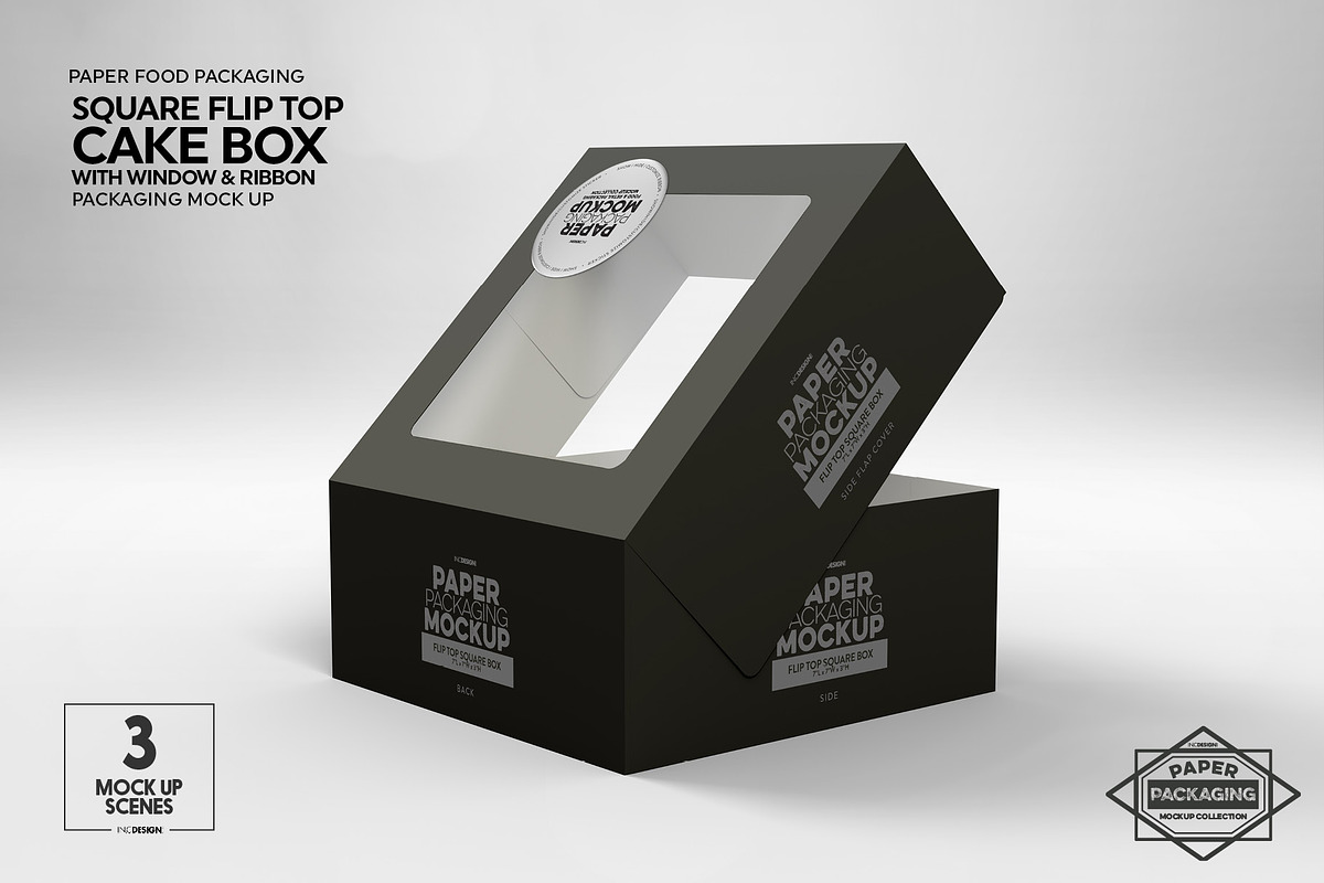 Download Square Flip Top Cake Box Mockup | Creative Photoshop Templates ~ Creative Market