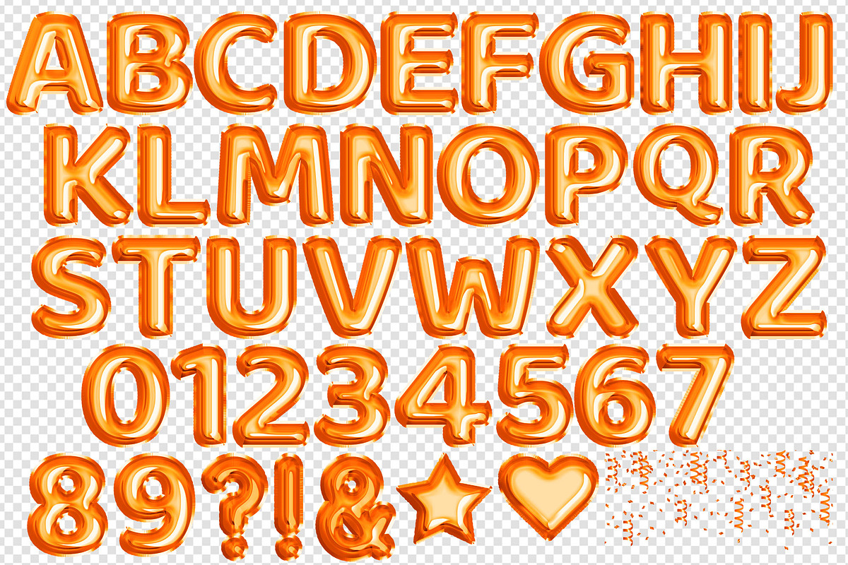 Orange Foil Balloon Alphabet Clipart Pre Designed Photoshop Graphics