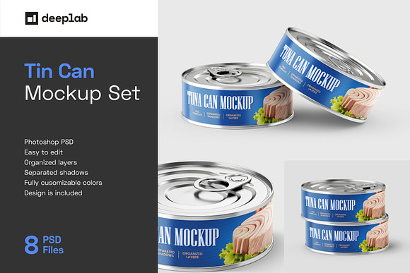 Download Tuna Tin Can Mockup Set Creative Photoshop Templates Creative Market