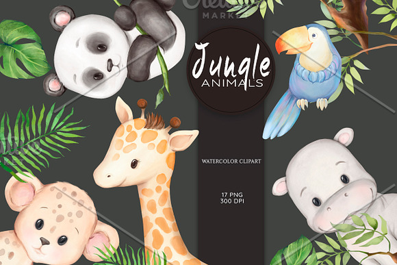 baby animals jungle clipart scene