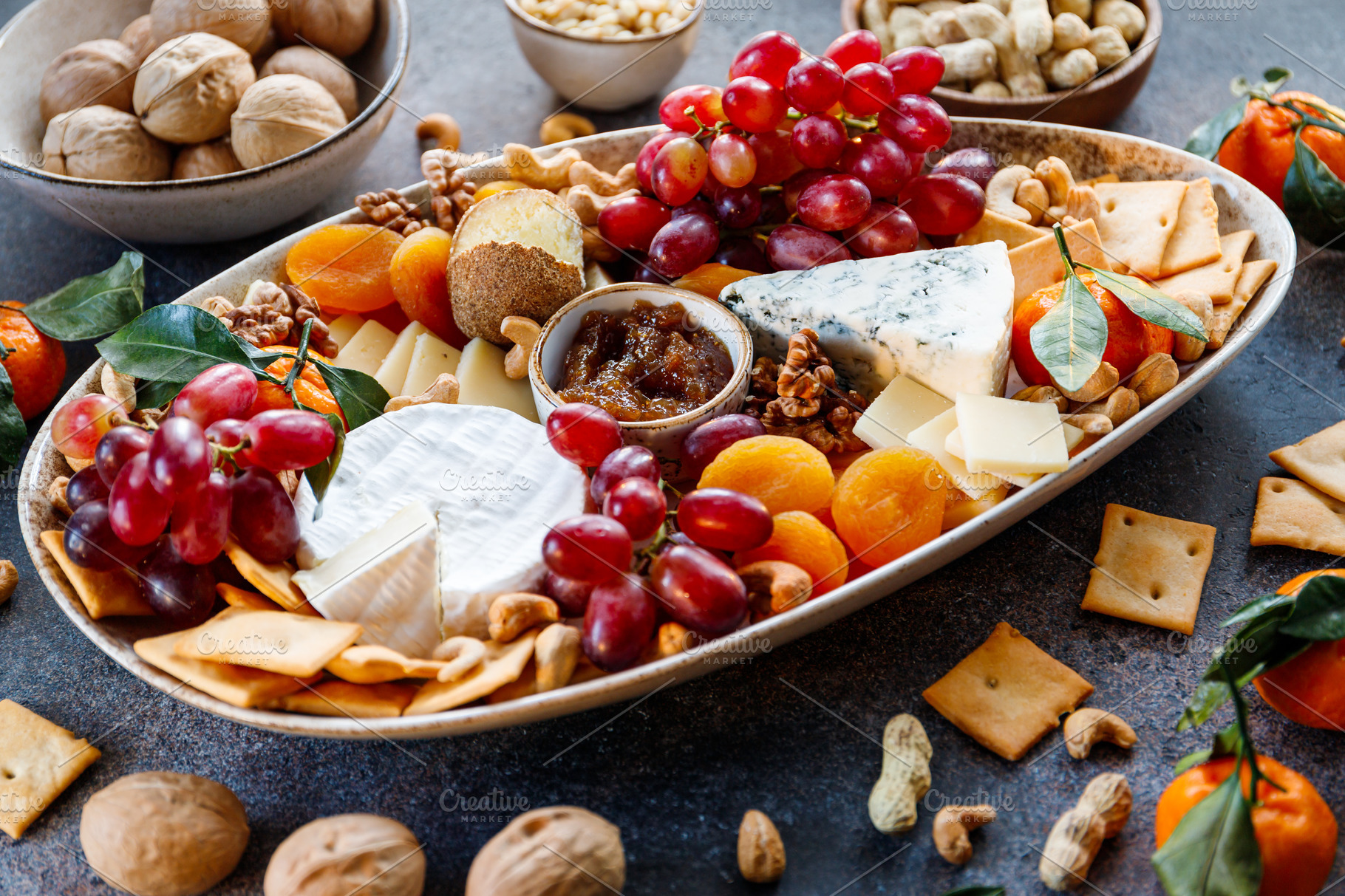 Big plate with appetizer assortment HighQuality Food Images