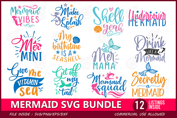 Download Mermaid Svg Bundle Pre Designed Illustrator Graphics Creative Market