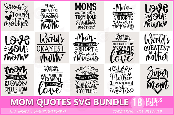 Download Funny Mom Quotes Svg Bundle Ii Pre Designed Illustrator Graphics Creative Market