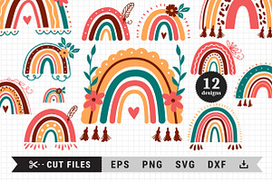 Download Boho Rainbow Cut Files Clipart Pre Designed Photoshop Graphics Creative Market