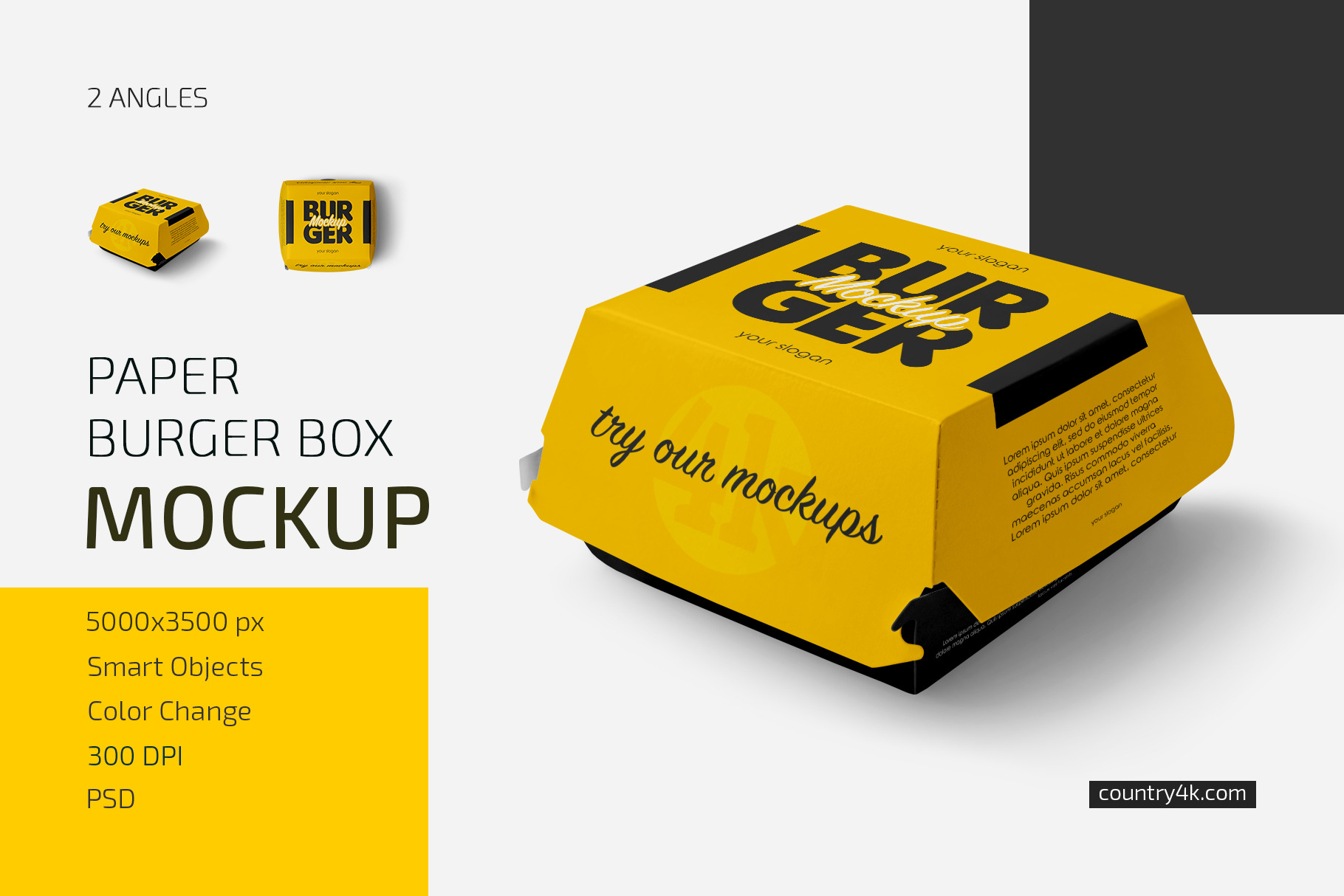 Download Paper Burger Box Mockup Set Creative Photoshop Templates Creative Market