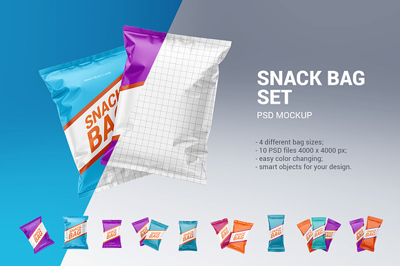 Download Snack Bag Set Mockup Creative Photoshop Templates Creative Market