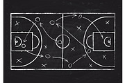 Chalkboard with basketball court and | Background Graphics ~ Creative