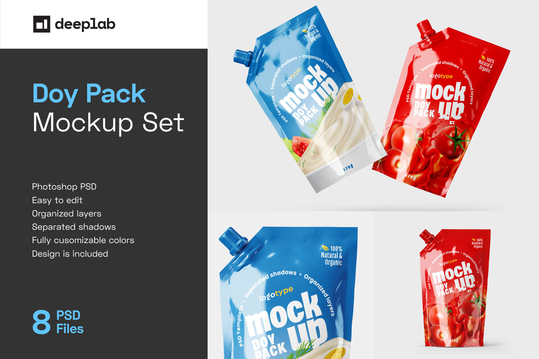 Doypack Packaging Mockup Set | Pouch » Free Download Vector Stock Image