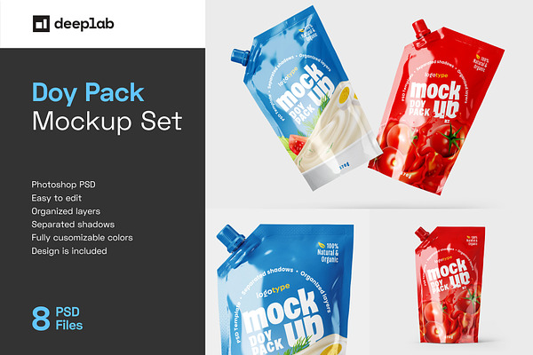 Download Doypack Packaging Mockup Set Pouch Creative Photoshop Templates Creative Market