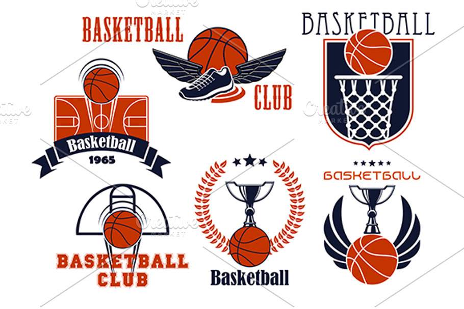 Basketball club or team emblems | Pre-Designed Illustrator Graphics