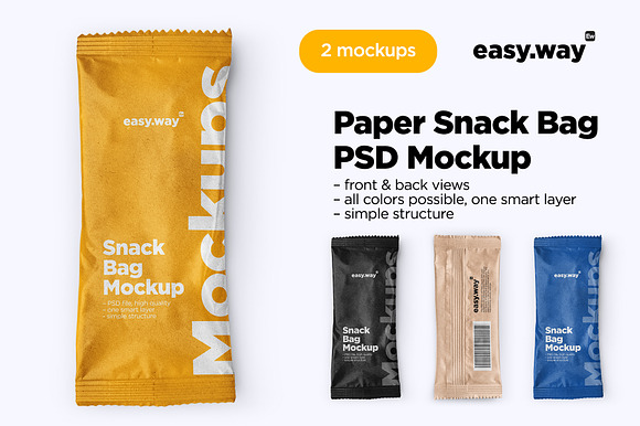 Download Kraft Paper Snack Bag Psd Mockup Creative Photoshop Templates Creative Market