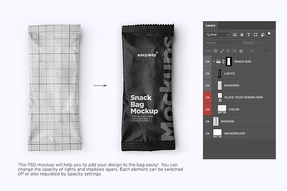 Download Kraft Paper Snack Bag Psd Mockup Creative Photoshop Templates Creative Market