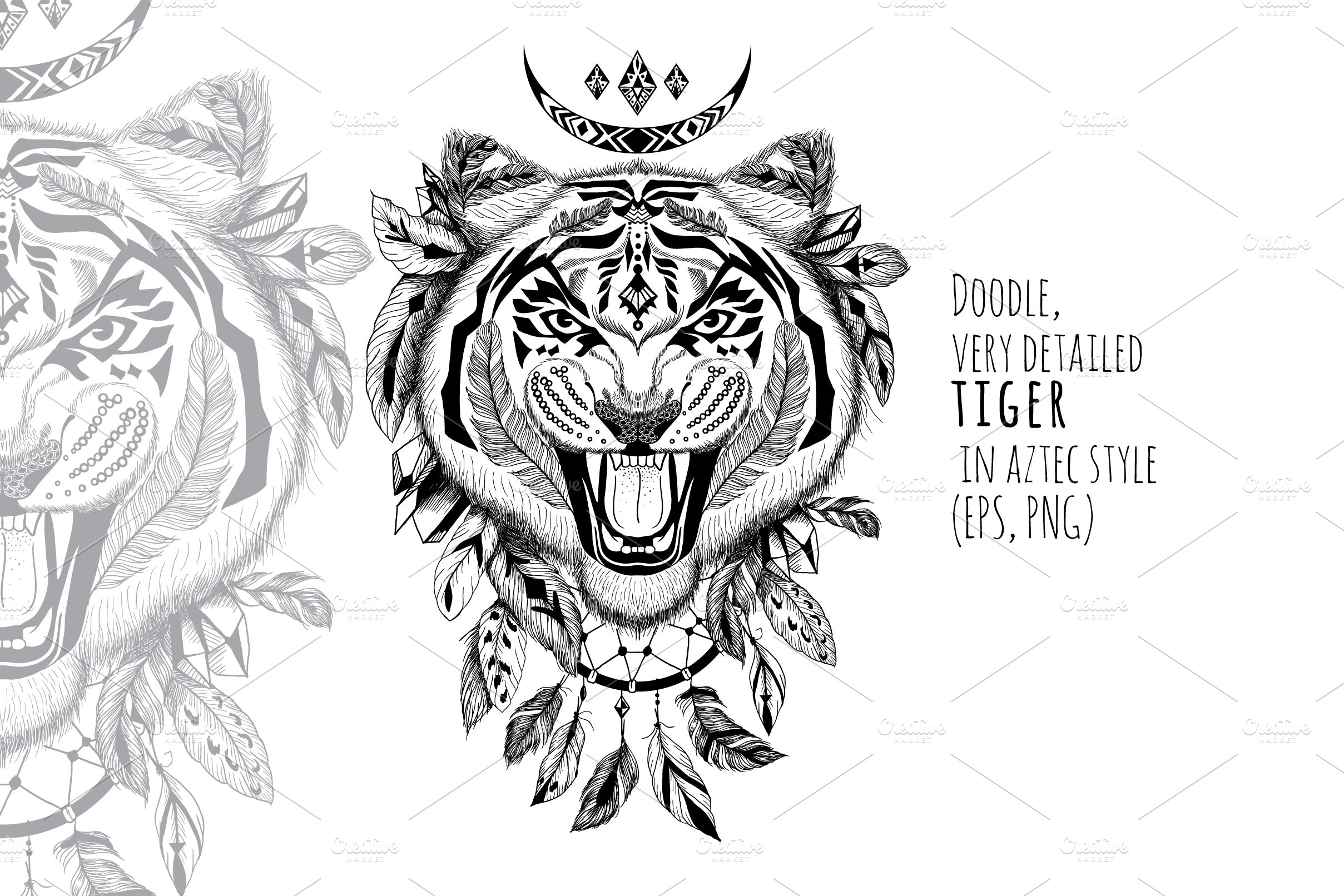 Textured tiger in aztec style | Texture Illustrations ~ Creative Market