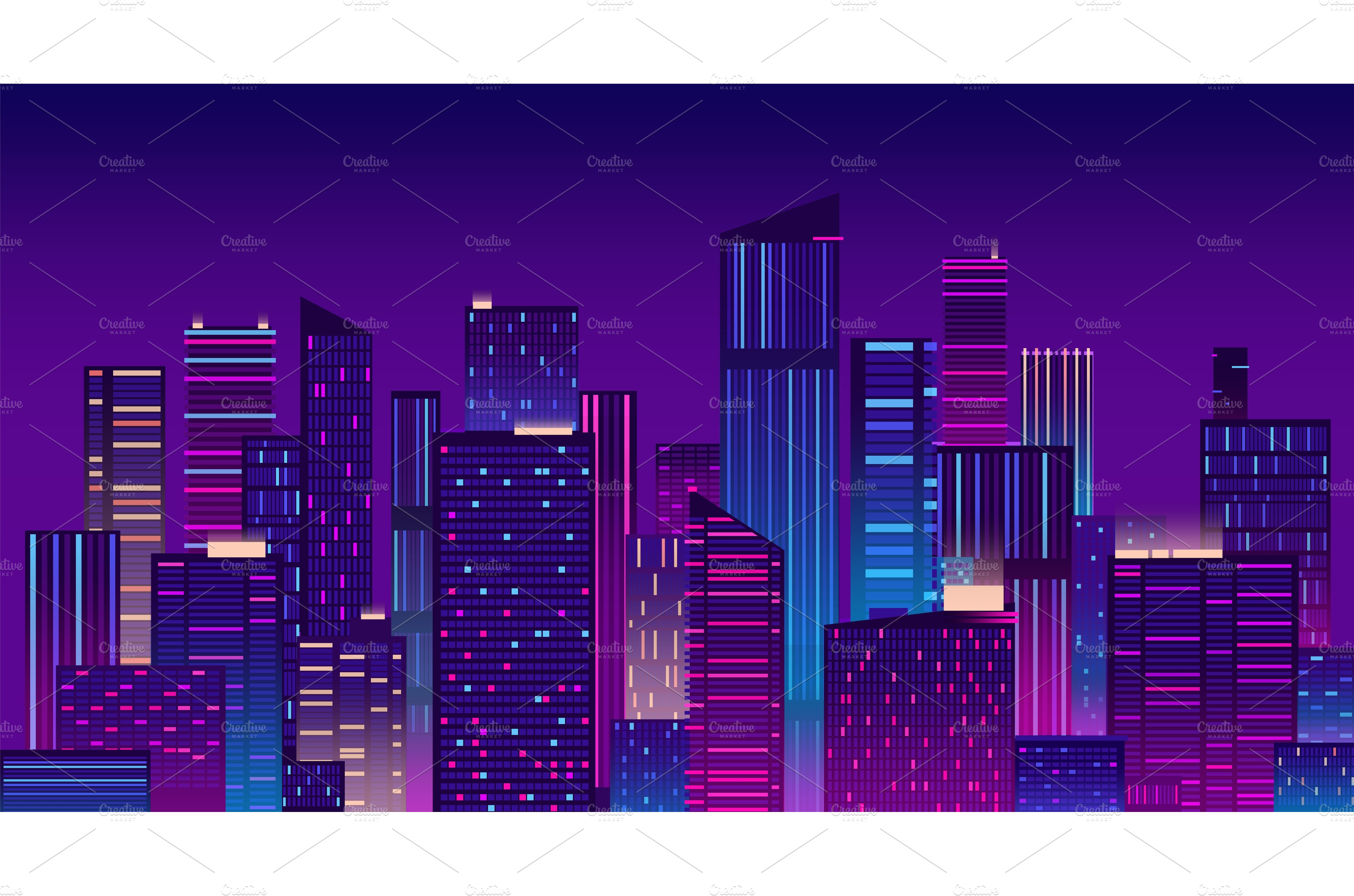 Night city. Colorful new york urban | Background Graphics ~ Creative Market