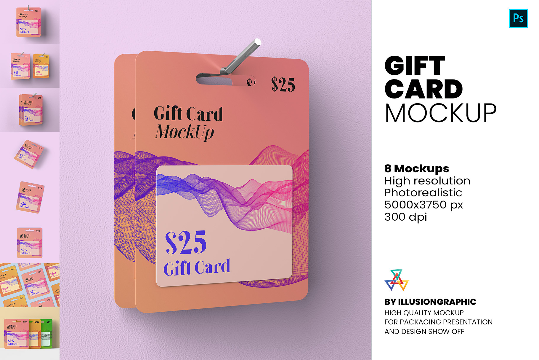 Download Gift Card Mockup 8 Views Creative Photoshop Templates Creative Market