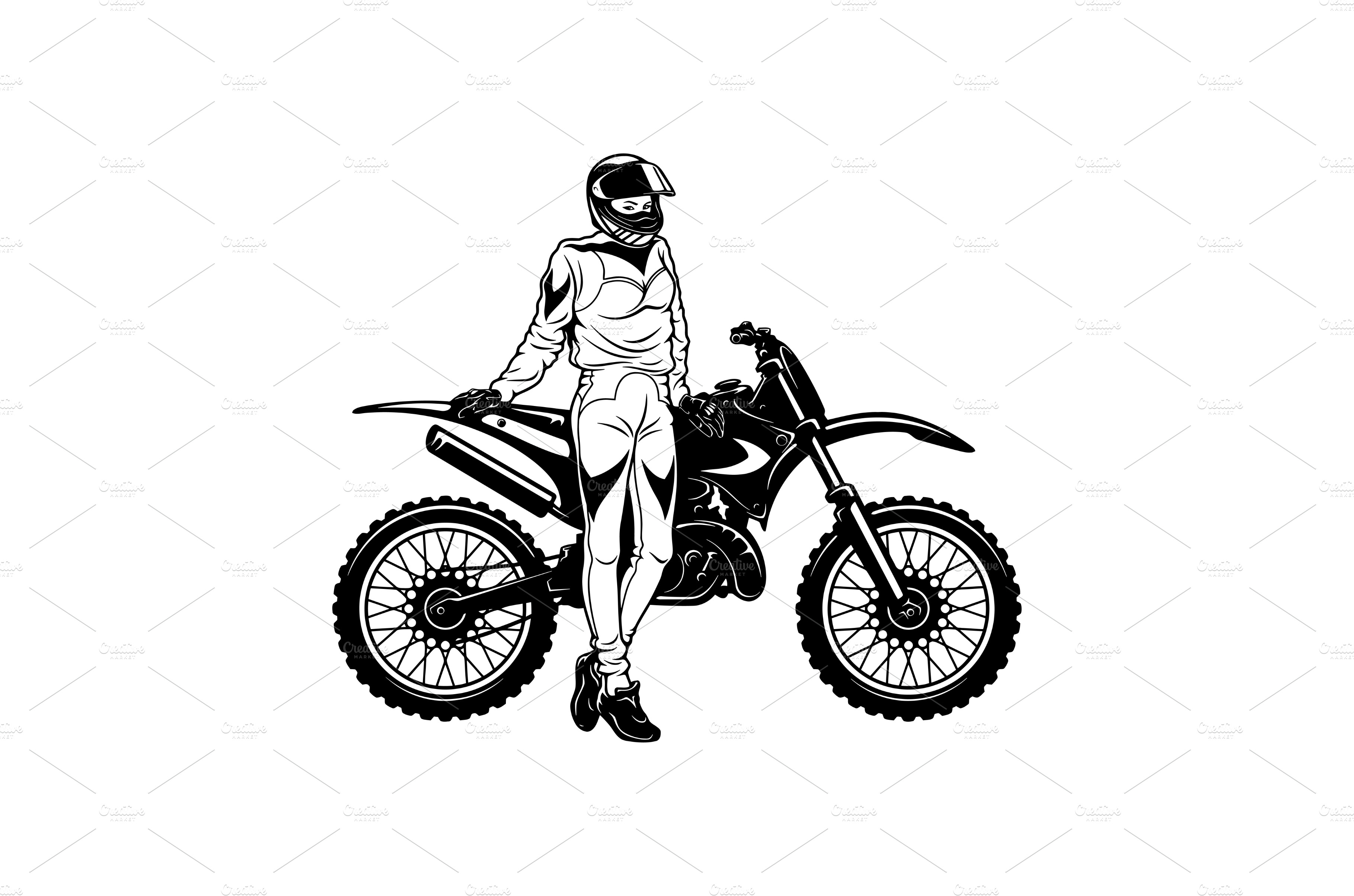 Sexy Girl and Motocross Motorcycle - | Vector Graphics ~ Creative Market