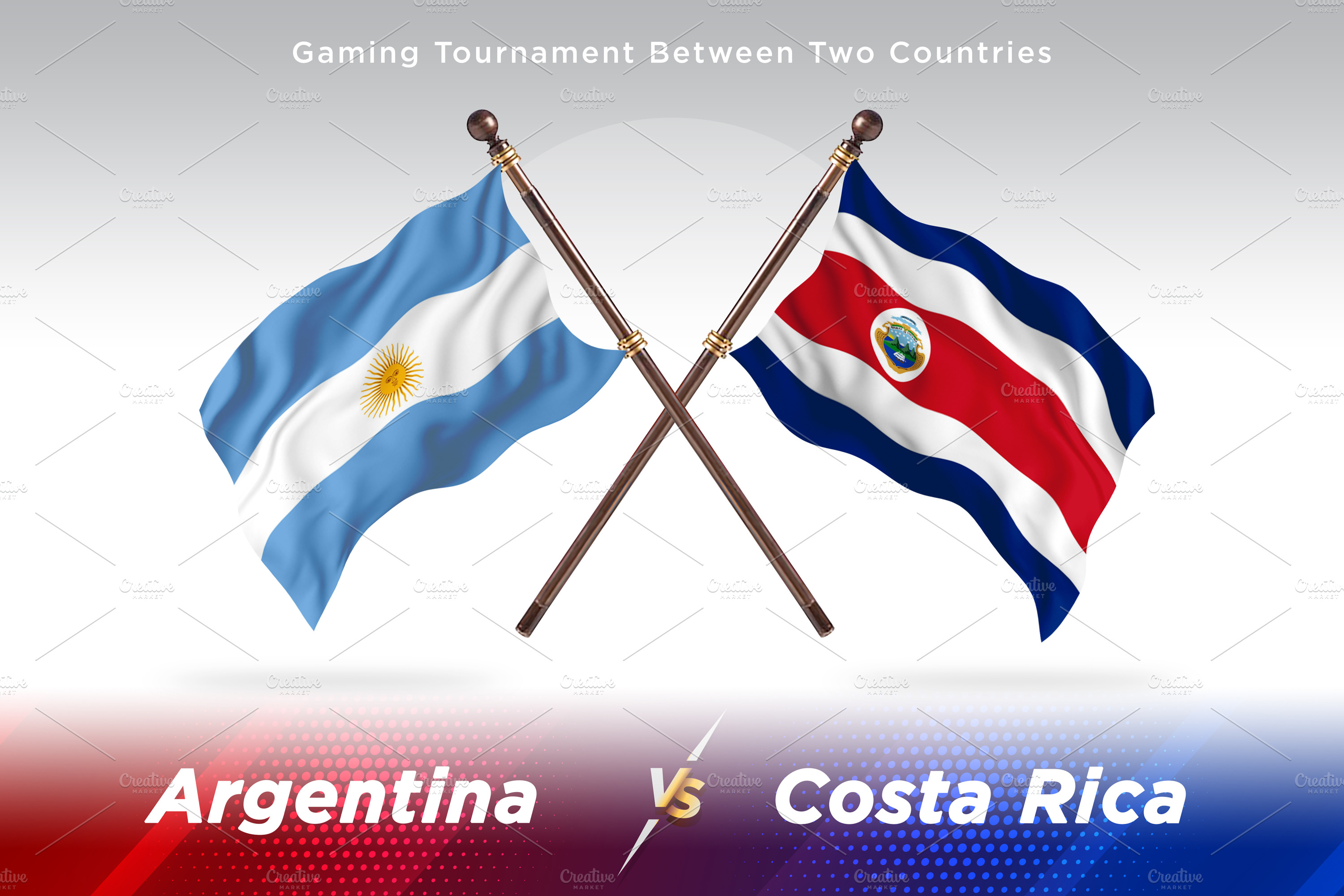 Argentina vs Costa Rica Two Flags Illustrations Creative Market