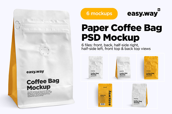 Download Coffee Bag With Valve Psd Mockup Creative Photoshop Templates Creative Market