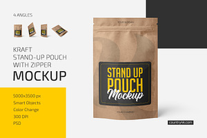 Download Kraft Stand Up Pouch Mockup Set Creative Market